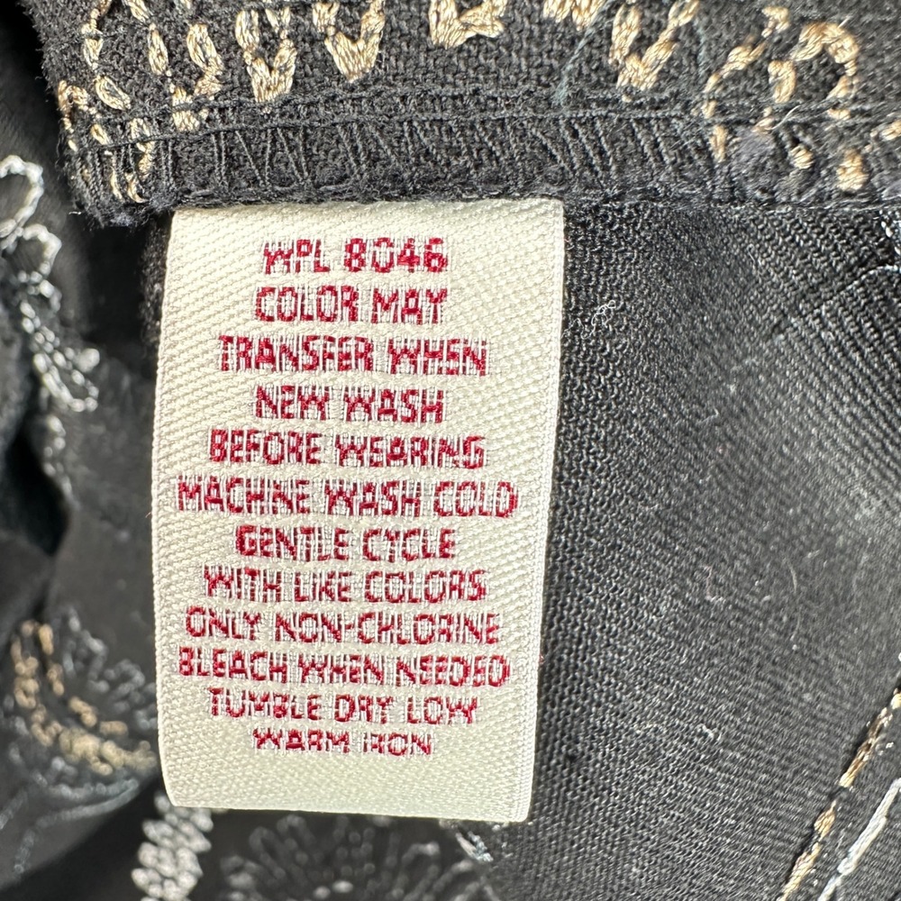 JM Collection Jacket Women 16W Black Embroidered Circle Button Front Stretch - Picture 5 of 8